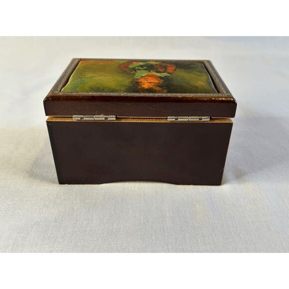 Vintage Linden Small Wooden Music Box "We've Only Just Begun" Child w/ Dog - Picture 2 of 10